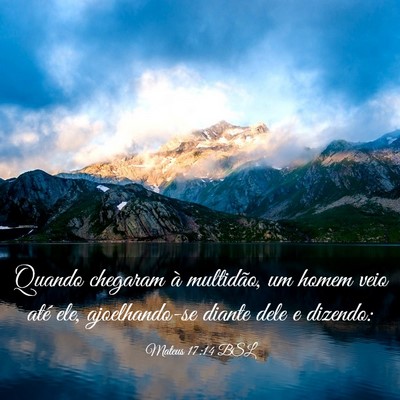 Picture 03 - Mateus 17:14 BSL - Quando chegaram à multidão, um homem veio até - Bible Verse Picture