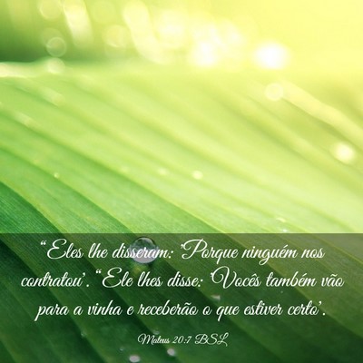 Picture 03 - Mateus 20:7 BSL - “Eles lhe disseram: 'Porque ninguém nos - Bible Verse Picture