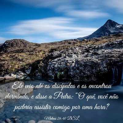 Picture 03 - Mateus 26:40 BSL - Ele veio até os discípulos e os encontrou - Bible Verse Picture