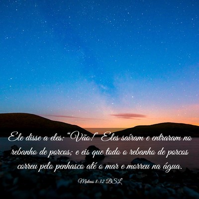 Picture 03 - Mateus 8:32 BSL - Ele disse a eles: “Vão!” Eles saíram e - Bible Verse Picture