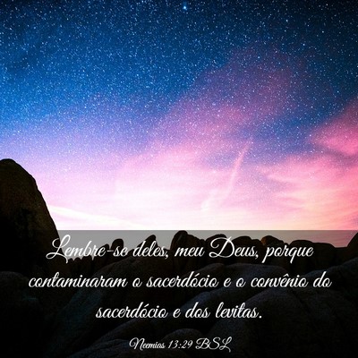 Picture 03 - Neemias 13:29 BSL - Lembre-se deles, meu Deus, porque contaminaram o - Bible Verse Picture