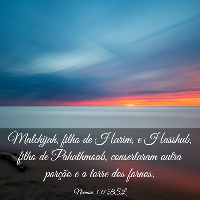 Picture 03 - Neemias 3:11 BSL - Malchijah, filho de Harim, e Hasshub, filho de - Bible Verse Picture