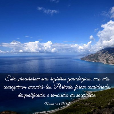 Picture 03 - Neemias 7:64 BSL - Estes procuraram seus registros genealógicos, - Bible Verse Picture