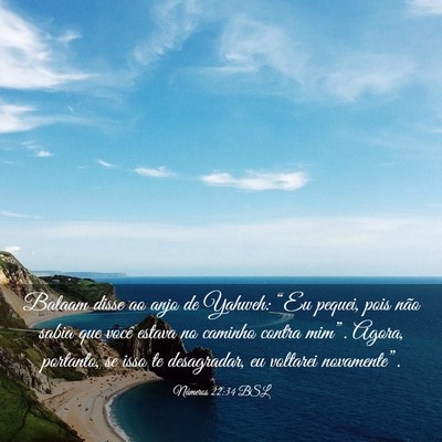 Picture 03 - Números 22:34 BSL - Balaam disse ao anjo de Yahweh: “Eu pequei, - Bible Verse Picture
