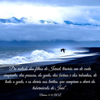 Picture 03 - Números 31:30 BSL - Da metade dos filhos de Israel, tirareis um de - Bible Verse Picture