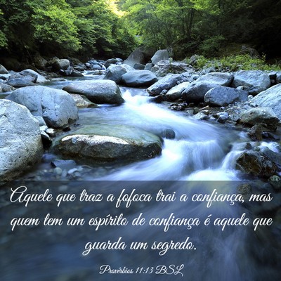 Picture 03 - Provérbios 11:13 BSL - Aquele que traz a fofoca trai a confiança, mas - Bible Verse Picture