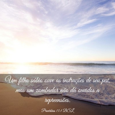 Picture 03 - Provérbios 13:1 BSL - Um filho sábio ouve as instruções de seu pai, - Bible Verse Picture