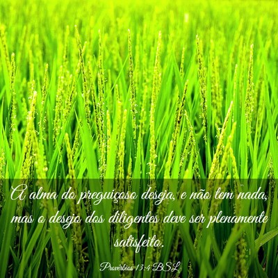 Picture 03 - Provérbios 13:4 BSL - A alma do preguiçoso deseja, e não tem nada, - Bible Verse Picture