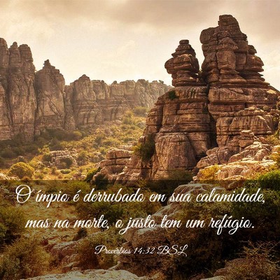 Picture 03 - Provérbios 14:32 BSL - O ímpio é derrubado em sua calamidade, mas na - Bible Verse Picture