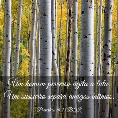 Picture 03 - Provérbios 16:28 BSL - Um homem perverso agita a luta. Um sussurro - Bible Verse Picture