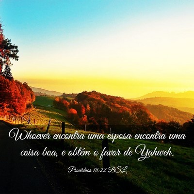 Picture 03 - Provérbios 18:22 BSL - Whoever encontra uma esposa encontra uma coisa - Bible Verse Picture