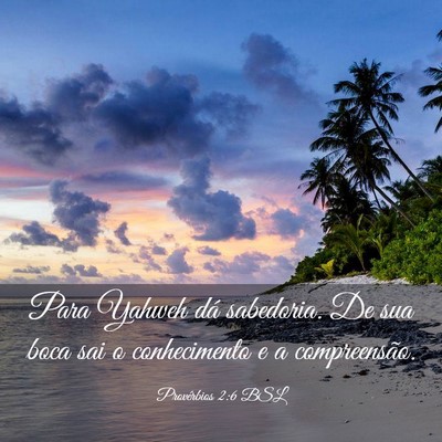 Picture 03 - Provérbios 2:6 BSL - Para Yahweh dá sabedoria. De sua boca sai o - Bible Verse Picture
