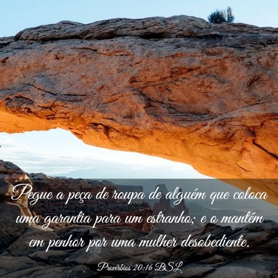 Picture 03 - Provérbios 20:16 BSL - Pegue a peça de roupa de alguém que coloca uma - Bible Verse Picture