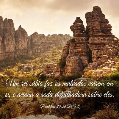 Picture 03 - Provérbios 20:26 BSL - Um rei sábio faz os malvados caírem em si, e - Bible Verse Picture