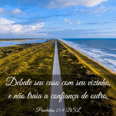 Picture 03 - Provérbios 25:9 BSL - Debate seu caso com seu vizinho, e não traia a - Bible Verse Picture