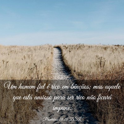 Picture 03 - Provérbios 28:20 BSL - Um homem fiel é rico em bênçãos; mas aquele - Bible Verse Picture