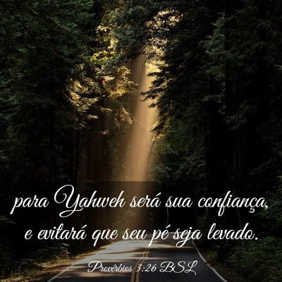 Picture 03 - Provérbios 3:26 BSL - para Yahweh será sua confiança, e evitará que - Bible Verse Picture