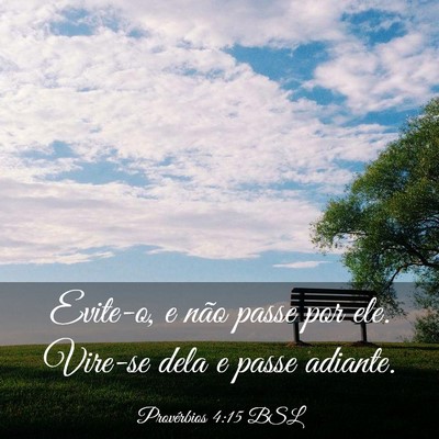 Picture 03 - Provérbios 4:15 BSL - Evite-o, e não passe por ele. Vire-se dela e - Bible Verse Picture