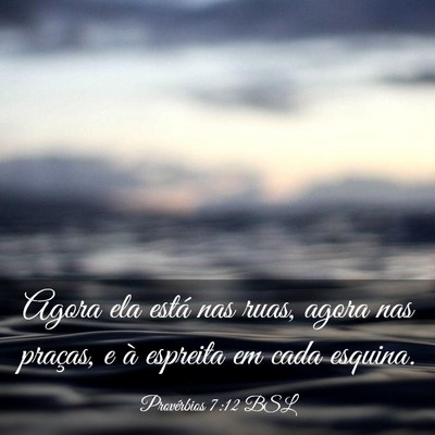 Picture 03 - Provérbios 7:12 BSL - Agora ela está nas ruas, agora nas praças, e à - Bible Verse Picture