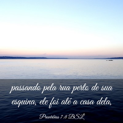 Picture 03 - Provérbios 7:8 BSL - passando pela rua perto de sua esquina, ele foi - Bible Verse Picture