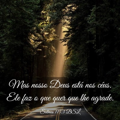 Picture 03 - Salmos 115:3 BSL - Mas nosso Deus está nos céus. Ele faz o que - Bible Verse Picture