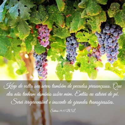 Picture 03 - Salmos 19:13 BSL - Keep de volta seu servo também de pecados - Bible Verse Picture