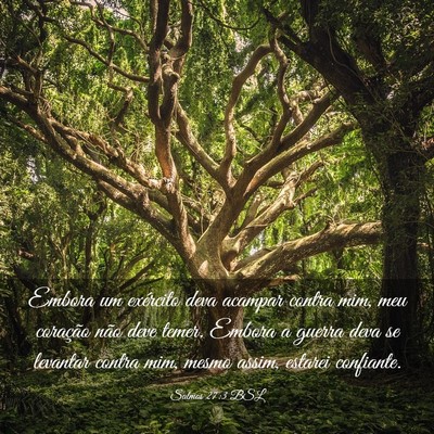 Picture 03 - Salmos 27:3 BSL - Embora um exército deva acampar contra mim, meu - Bible Verse Picture