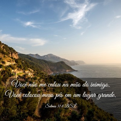 Picture 03 - Salmos 31:8 BSL - Você não me calou na mão do inimigo. Você - Bible Verse Picture