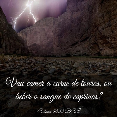Picture 03 - Salmos 50:13 BSL - Vou comer a carne de touros, ou beber o sangue de - Bible Verse Picture