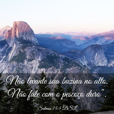 Picture 03 - Salmos 75:5 BSL - Não levante sua buzina no alto. Não fale com o - Bible Verse Picture