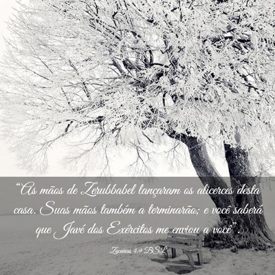 Picture 03 - Zacarias 4:9 BSL - “As mãos de Zerubbabel lançaram os alicerces - Bible Verse Picture