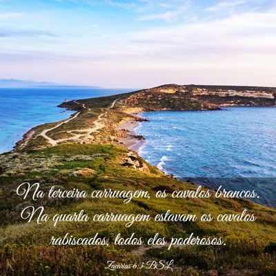 Picture 03 - Zacarias 6:3 BSL - Na terceira carruagem, os cavalos brancos. Na - Bible Verse Picture