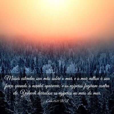 Picture 03 - Êxodo 14:27 BSL - Moisés estendeu sua mão sobre o mar, e o mar - Bible Verse Picture