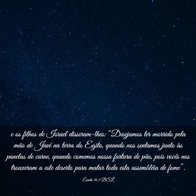 Picture 03 - Êxodo 16:3 BSL - e os filhos de Israel disseram-lhes: “Desejamos - Bible Verse Picture