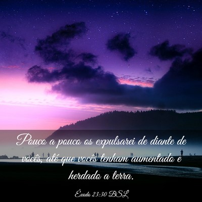 Picture 03 - Êxodo 23:30 BSL - Pouco a pouco os expulsarei de diante de vocês, - Bible Verse Picture
