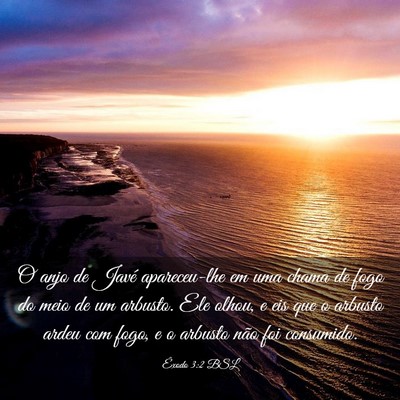 Picture 03 - Êxodo 3:2 BSL - O anjo de Javé apareceu-lhe em uma chama de fogo - Bible Verse Picture