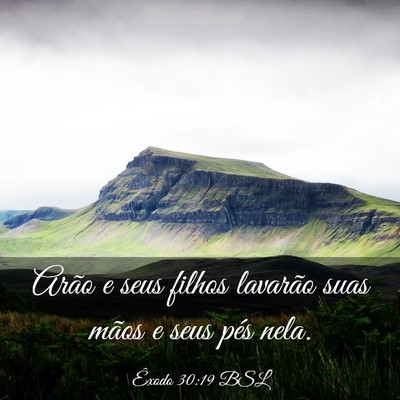 Picture 03 - Êxodo 30:19 BSL - Arão e seus filhos lavarão suas mãos e seus - Bible Verse Picture