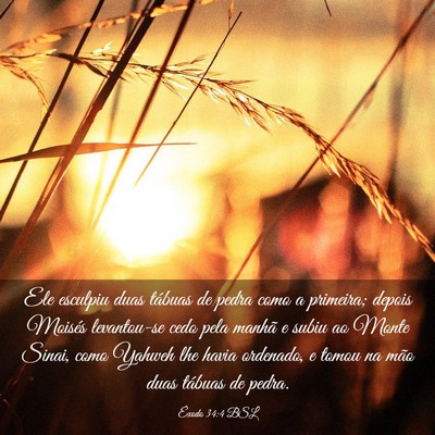 Picture 03 - Êxodo 34:4 BSL - Ele esculpiu duas tábuas de pedra como a - Bible Verse Picture