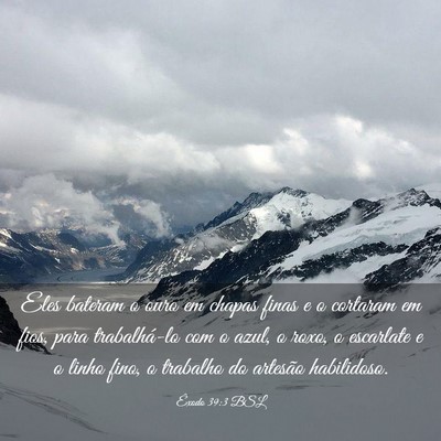 Picture 03 - Êxodo 39:3 BSL - Eles bateram o ouro em chapas finas e o cortaram - Bible Verse Picture