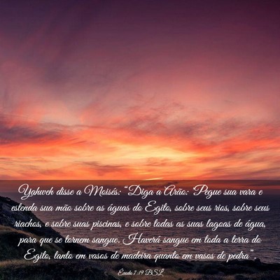 Picture 03 - Êxodo 7:19 BSL - Yahweh disse a Moisés: “Diga a Arão: 'Pegue - Bible Verse Picture