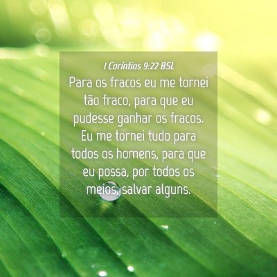 Picture 04 - 1 Coríntios 9:22 BSL - Para os fracos eu me tornei tão fraco, para que - Bible Verse Picture