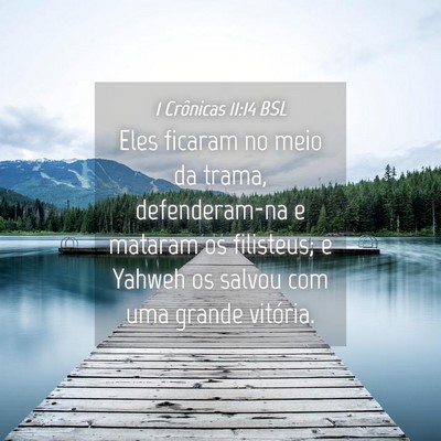 Picture 04 - 1 Crônicas 11:14 BSL - Eles ficaram no meio da trama, defenderam-na e - Bible Verse Picture