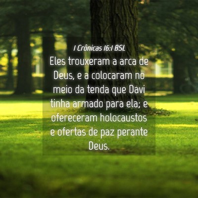 Picture 04 - 1 Crônicas 16:1 BSL - Eles trouxeram a arca de Deus, e a colocaram no - Bible Verse Picture