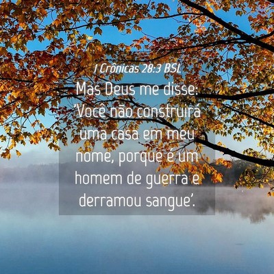 Picture 04 - 1 Crônicas 28:3 BSL - Mas Deus me disse: 'Você não construirá uma - Bible Verse Picture