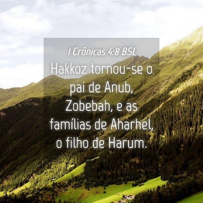 Picture 04 - 1 Crônicas 4:8 BSL - Hakkoz tornou-se o pai de Anub, Zobebah, e as - Bible Verse Picture