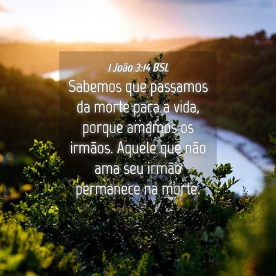 Picture 04 - 1 João 3:14 BSL - Sabemos que passamos da morte para a vida, porque - Bible Verse Picture