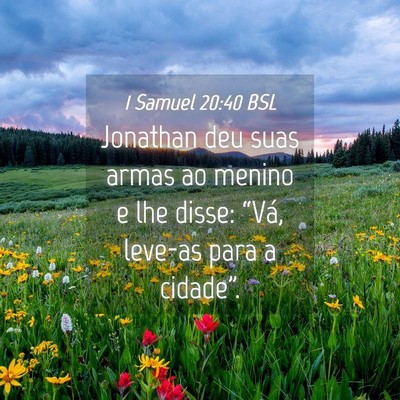 Picture 04 - 1 Samuel 20:40 BSL - Jonathan deu suas armas ao menino e lhe disse: - Bible Verse Picture