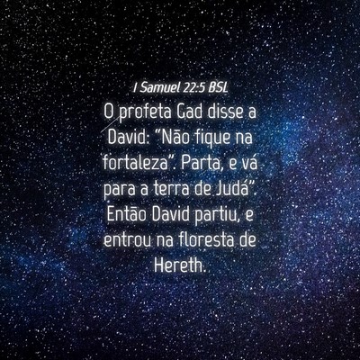 Picture 04 - 1 Samuel 22:5 BSL - O profeta Gad disse a David: “Não fique na - Bible Verse Picture