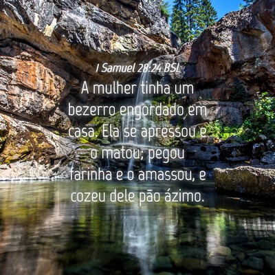 Picture 04 - 1 Samuel 28:24 BSL - A mulher tinha um bezerro engordado em casa. Ela - Bible Verse Picture
