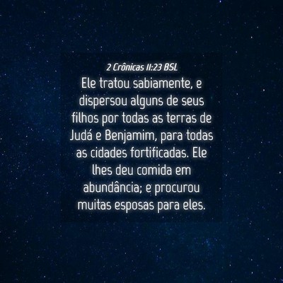 Picture 04 - 2 Crônicas 11:23 BSL - Ele tratou sabiamente, e dispersou alguns de seus - Bible Verse Picture